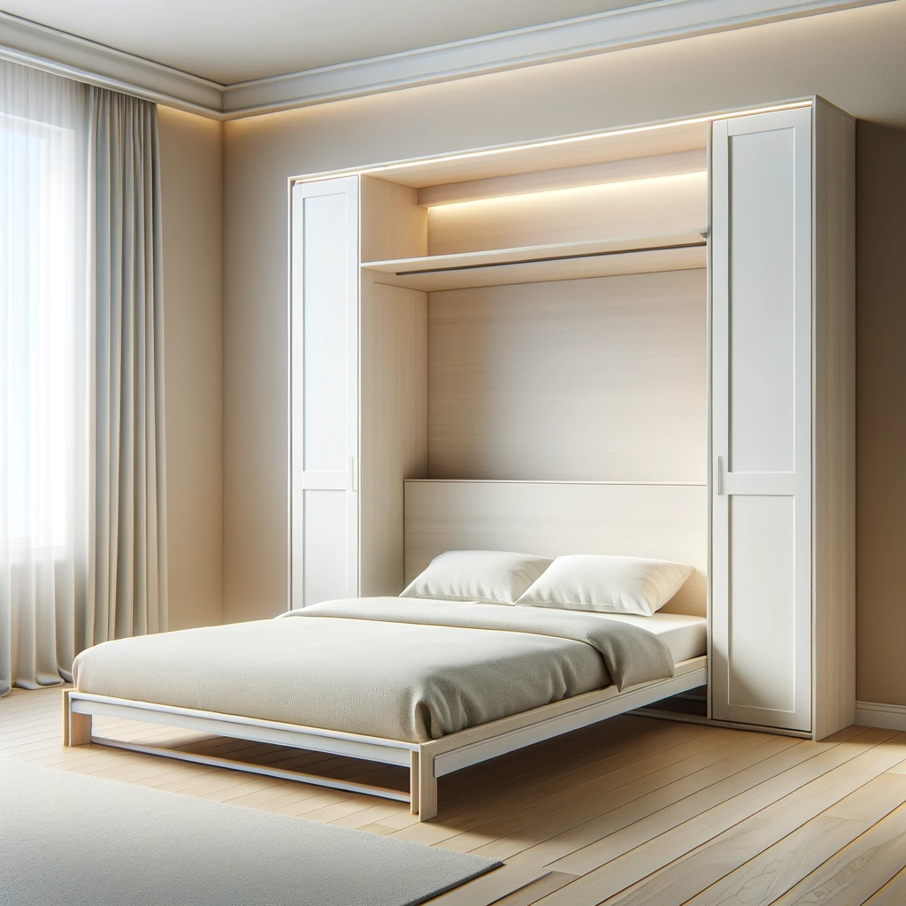 white cream Murphy bed